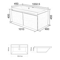 Тумба с раковиной Orange Квадро, подвесная, белая, Smart Pack KV-100TUW+Racl