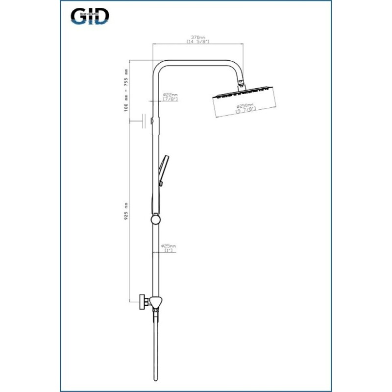 Душевая система Gid Aira L020BMND3, черная матовая