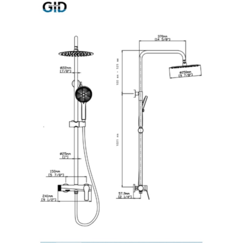 Душевая система Gid Edessa L070BMND3, черная матовая
