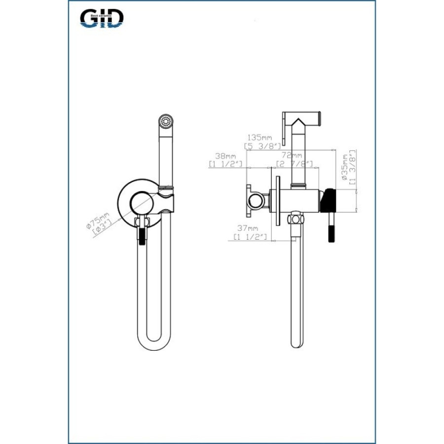 Гигиенический душ Gid Edessa L070CHGD, со смесителем, хром
