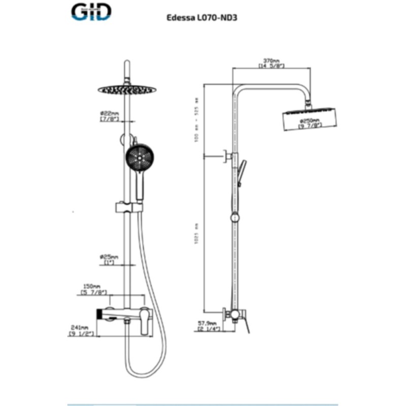 Душевая система Gid Edessa L070CHND3, хром