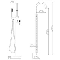 Смеситель для раковины Gid Edessa L070CHSDV, напольный, с душевым гарнитуром, хром
