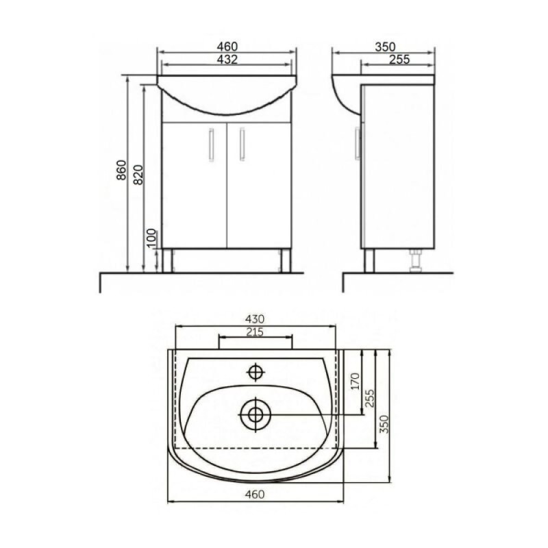 Тумба с раковиной Orange Роса, напольная, белый, Smart Pack ,LA-45TUW+RA