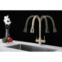 Смеситель для кухонной мойки Paulmark Lange, La214212-BR, под фильтр, с выдвижным изливом, бронза