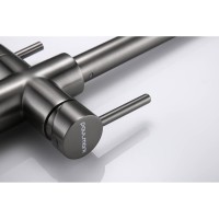 Смеситель Paulmark Lange La214212-GM для кухонной мойки, под фильтр, с выдвижным изливом, вороненая сталь