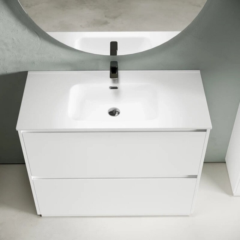 Тумба под раковину Sancos Libra Floor LB100FW, 100 см, напольная, цвет белый глянцевый