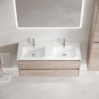 Тумба под сдвоенную раковину Sancos Libra LB120-2EG, 120 см, подвесная, цвет дуб галифакс натуральный