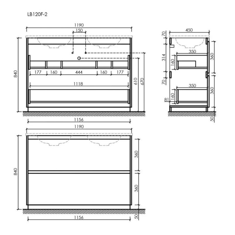 Тумба под сдвоенную раковину Sancos Libra Floor LB120F-2W, 120 см, напольная, цвет белый глянцевый