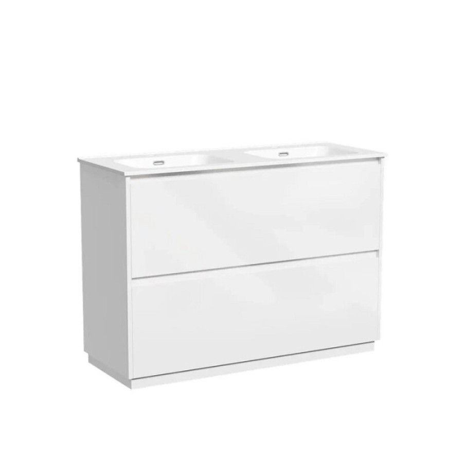 Тумба под сдвоенную раковину Sancos Libra Floor LB120F-2W, 120 см, напольная, цвет белый глянцевый