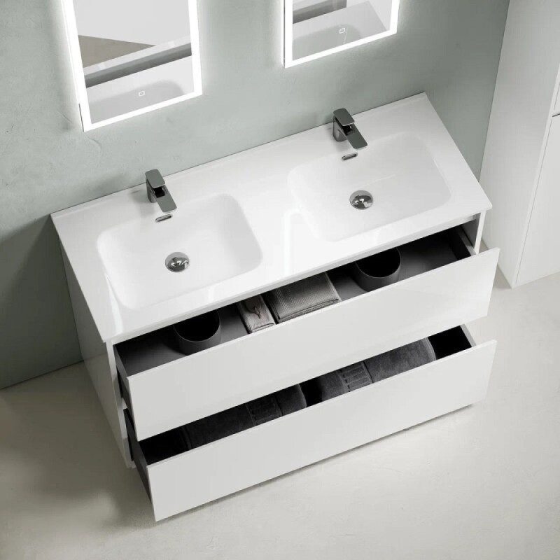 Тумба под сдвоенную раковину Sancos Libra Floor LB120F-2W, 120 см, напольная, цвет белый глянцевый