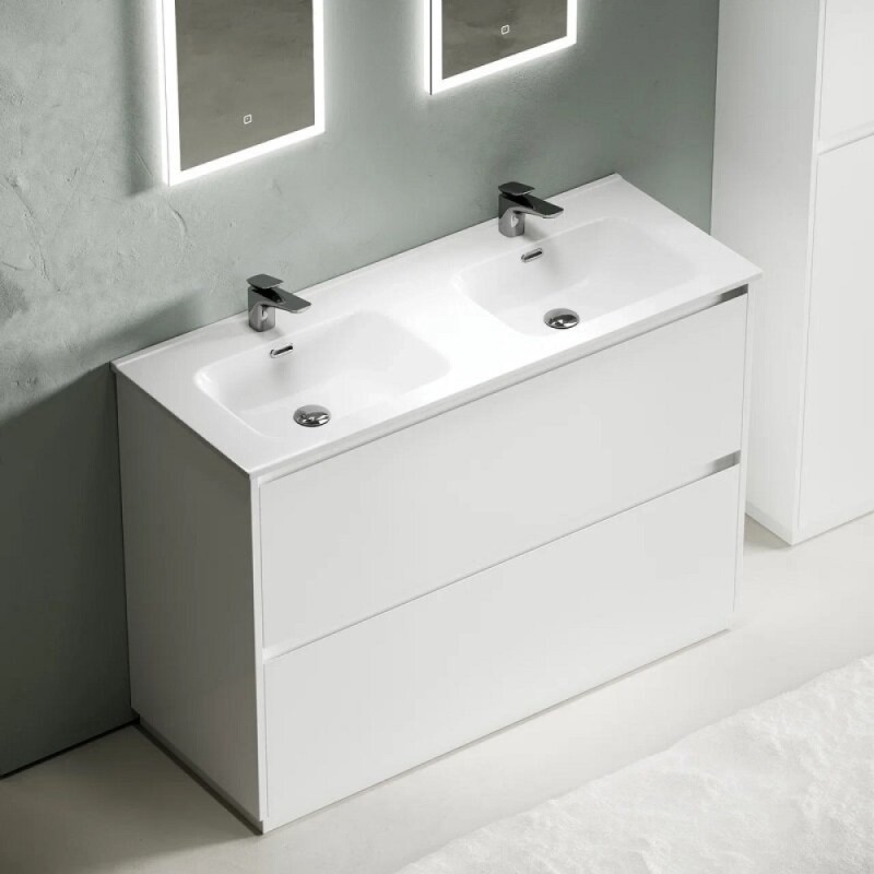 Тумба под сдвоенную раковину Sancos Libra Floor LB120F-2W, 120 см, напольная, цвет белый глянцевый