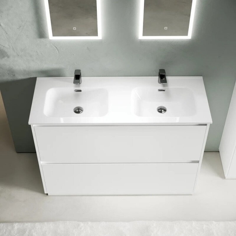 Тумба под сдвоенную раковину Sancos Libra Floor LB120F-2W, 120 см, напольная, цвет белый глянцевый