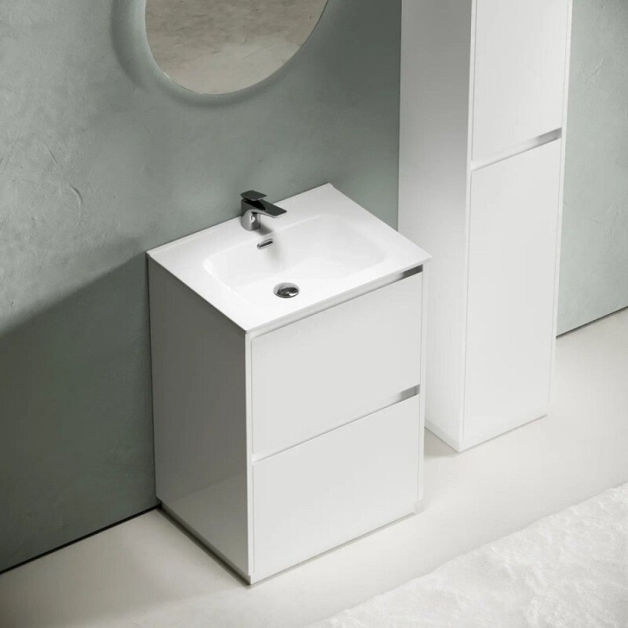 Тумба под раковину Sancos Libra Floor LB60FW, 60 см, напольная, цвет белый глянцевый