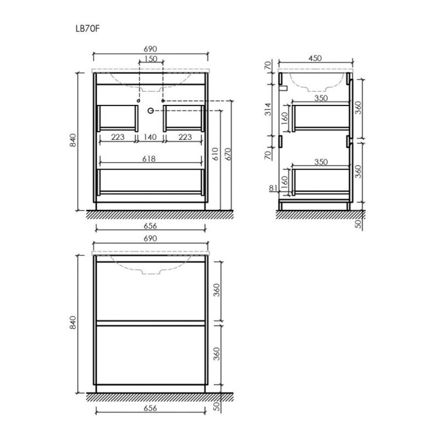 Тумба под раковину Sancos Libra Floor LB70FECH, 70 см, напольная, дуб чарльстон