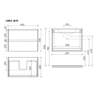 Тумба под раковину Sancos Libra LB70W, 70 см, подвесная, цвет белый