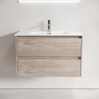 Тумба под раковину Sancos Libra LB80EG, 80 см, подвесная, цвет дуб галифакс натуральный