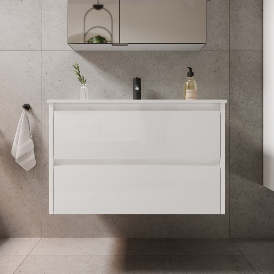 Тумба под раковину Sancos Libra LB80W 80, подвесная, белый глянец