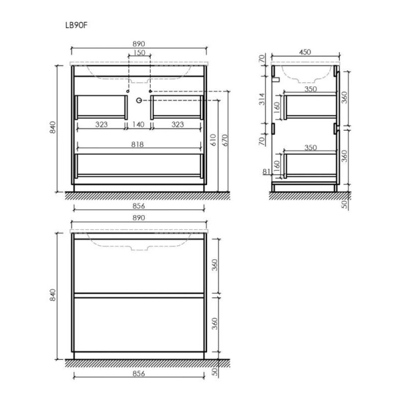 Тумба под раковину Sancos Libra Floor LB90FECH, 90 см, напольная, дуб чарльстон