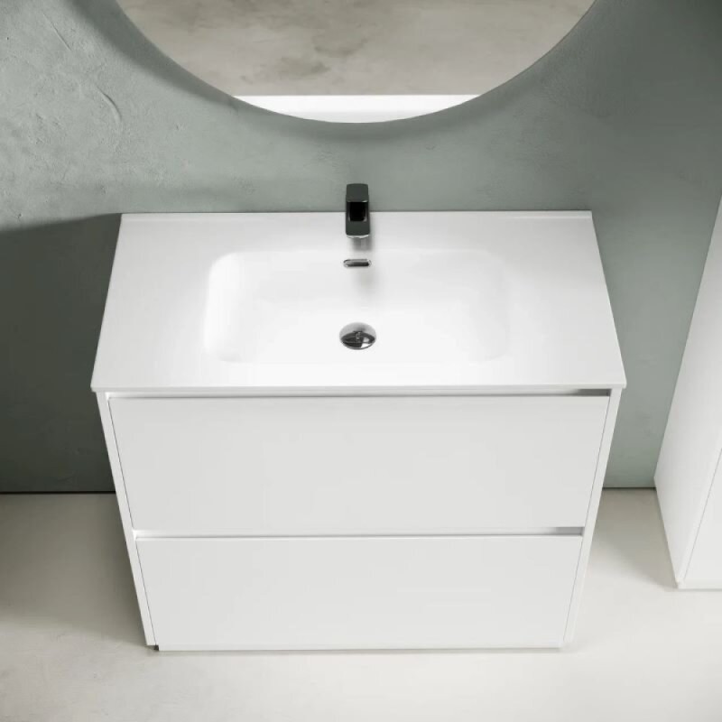 Тумба под раковину Sancos Libra Floor LB90FW, 90 см, напольная, цвет белый глянцевый