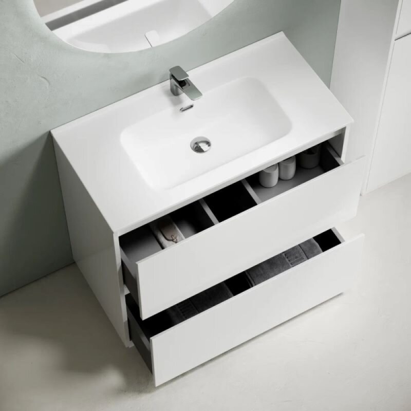 Тумба под раковину Sancos Libra Floor LB90FW, 90 см, напольная, цвет белый глянцевый