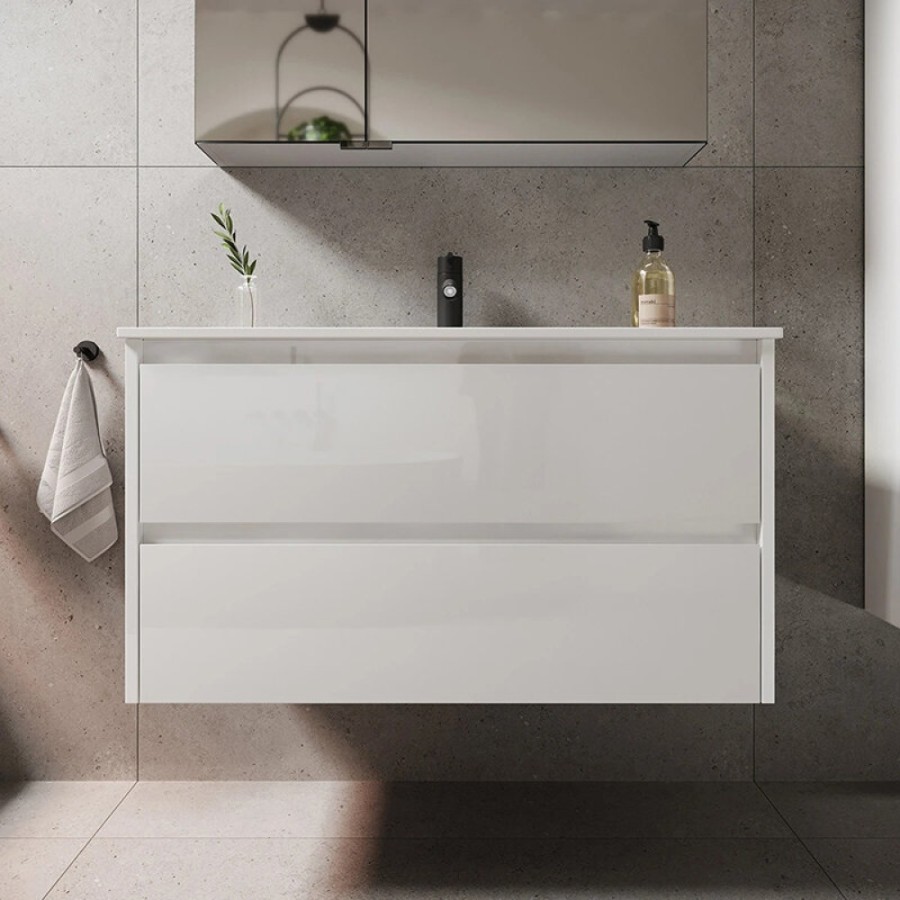 Тумба под раковину Sancos Libra LB90W 90, подвесная, белый глянец