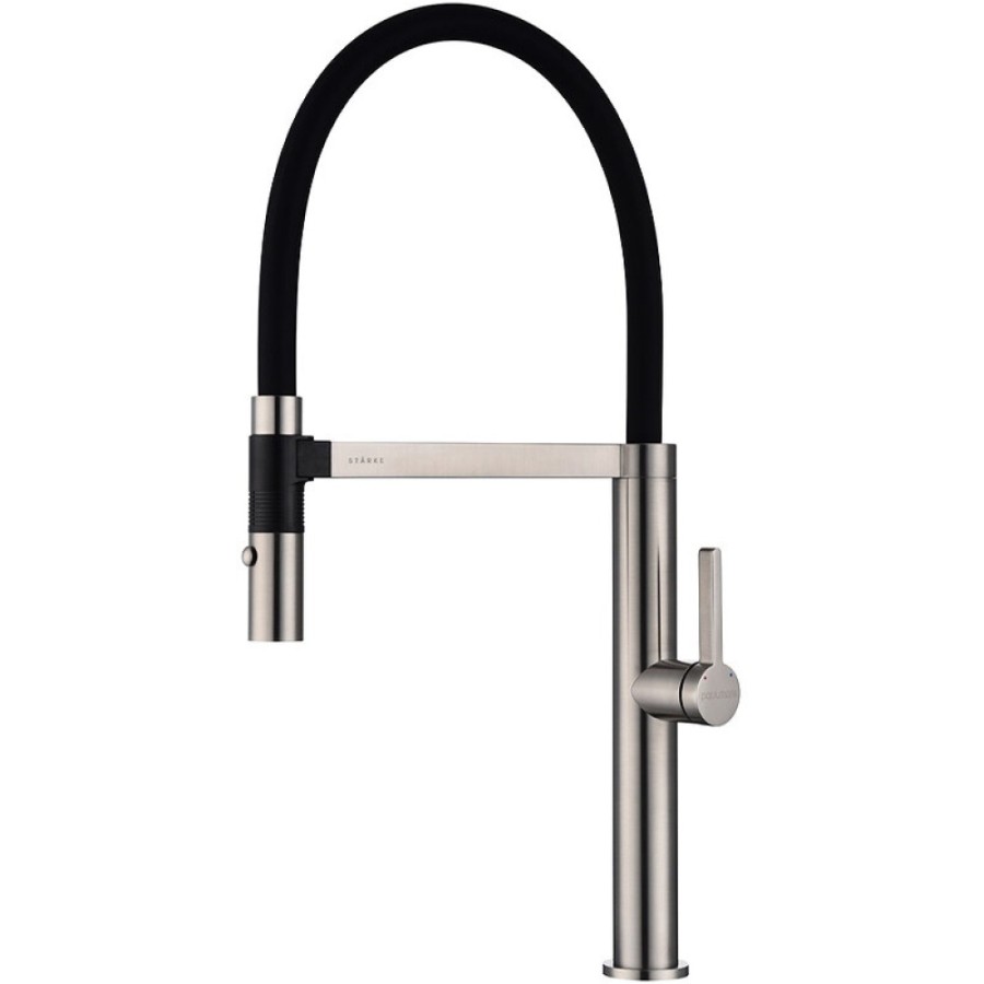 Смеситель Paulmark Leader Le214101-BS для кухонной мойки, с гибким изливом, брашированная сталь