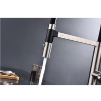 Смеситель Paulmark Leader Le214101-BS для кухонной мойки, с гибким изливом, брашированная сталь