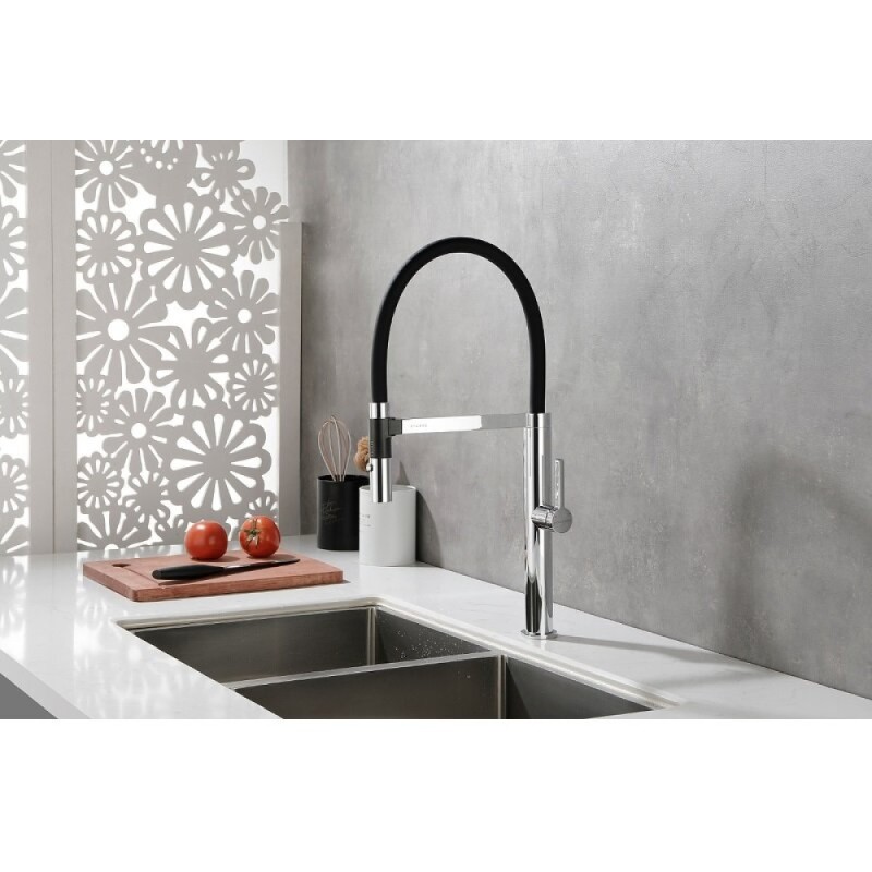 Смеситель Paulmark Leader Le214101-CR для кухонной мойки, с гибким изливом, цвет хром