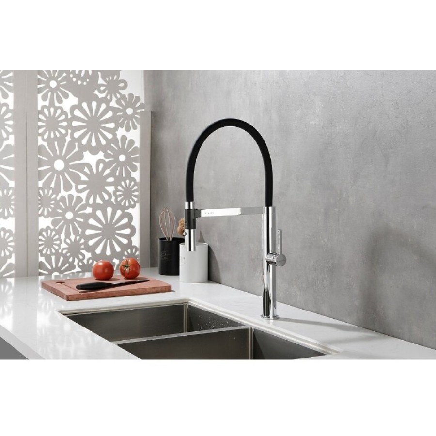 Смеситель Paulmark Leader Le214101-CR для кухонной мойки, с гибким изливом, цвет хром