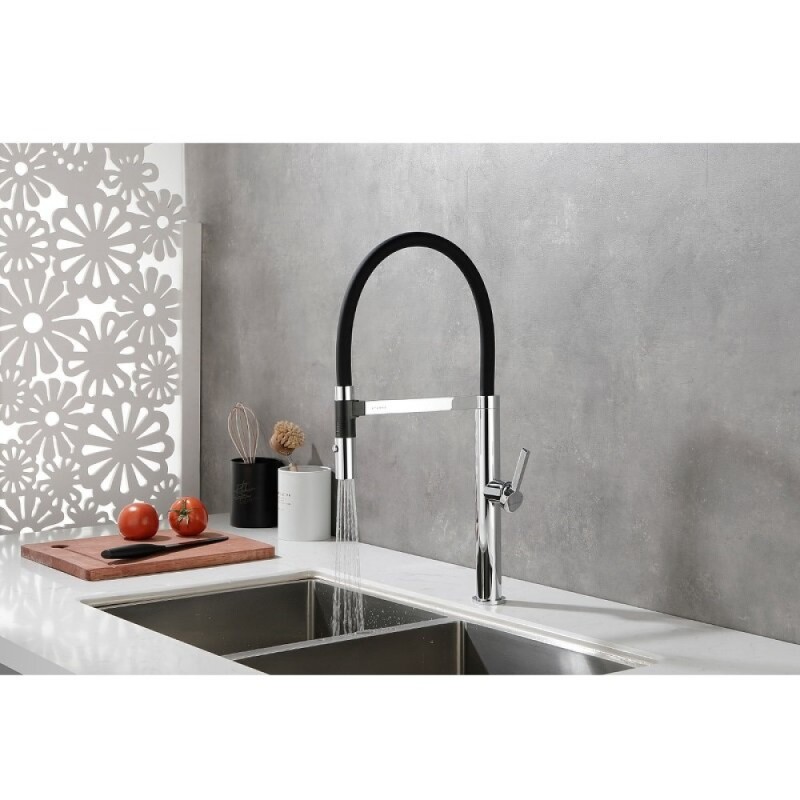 Смеситель Paulmark Leader Le214101-CR для кухонной мойки, с гибким изливом, цвет хром
