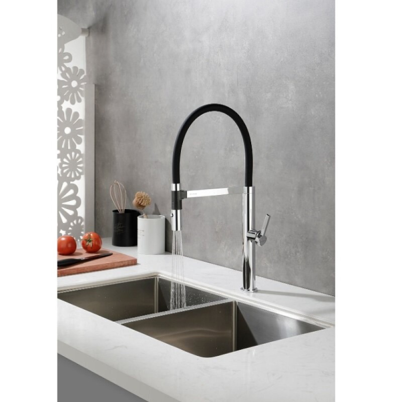 Смеситель Paulmark Leader Le214101-CR для кухонной мойки, с гибким изливом, цвет хром
