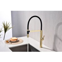 Смеситель Paulmark Leader Le214101-LG для кухонной мойки, с гибким изливом, светлое золото