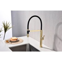 Смеситель Paulmark Leader Le214101-LG для кухонной мойки, с гибким изливом, светлое золото