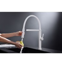 Смеситель Paulmark Leader Le214101-WH для кухонной мойки, с гибким изливом, цвет белый матовый