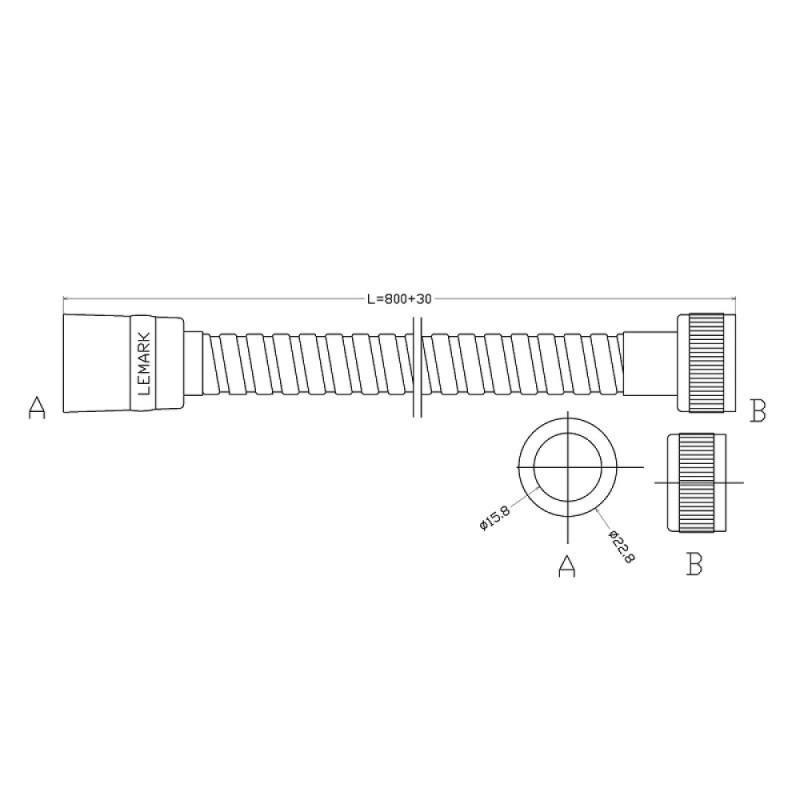 Душевой шланг Lemark LE8029S, 80 см сталь, хром