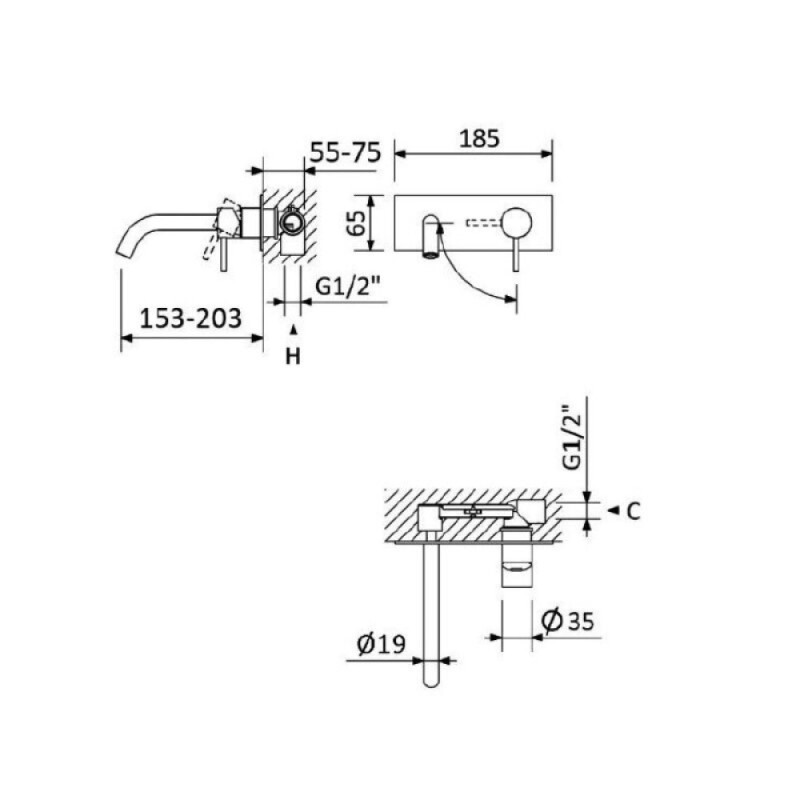 Смеситель для раковины Cezares LEAF-BLI1-20-L-SS, sunset