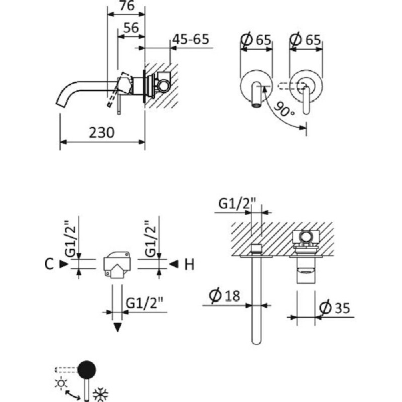 Смеситель Cezares Leaf LEAF-BLI2-01-W0 для раковины, хром