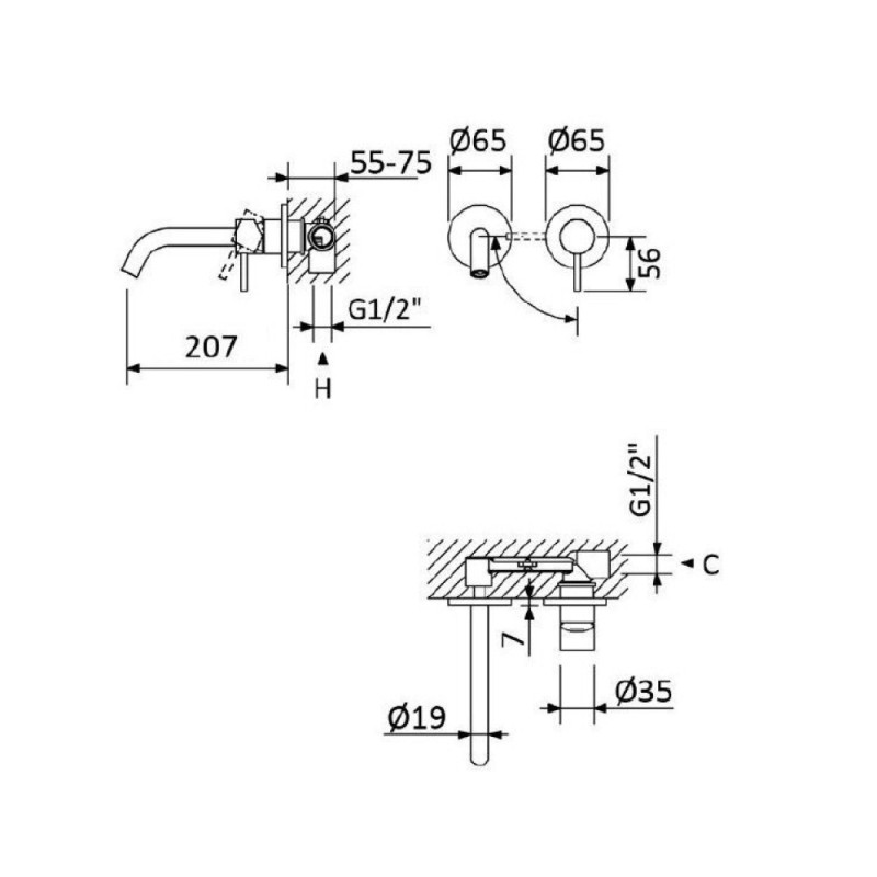 Смеситель для раковины Cezares LEAF-BLI2-20-L-SS, sunset