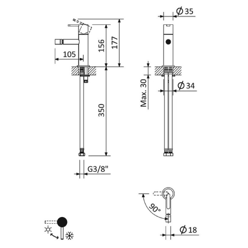 Смеситель для биде Cezares Leaf-BSM-L-01-W0, хром