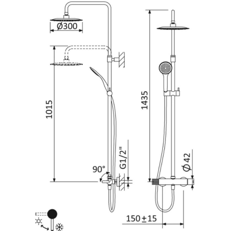 Душевая система Cezares LEAF-CDA-30-L-SS, цвет бронза
