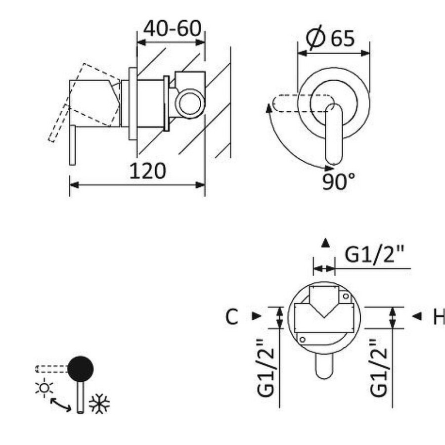 Смеситель для душа Cezares Leaf-DIM-L-01, хром