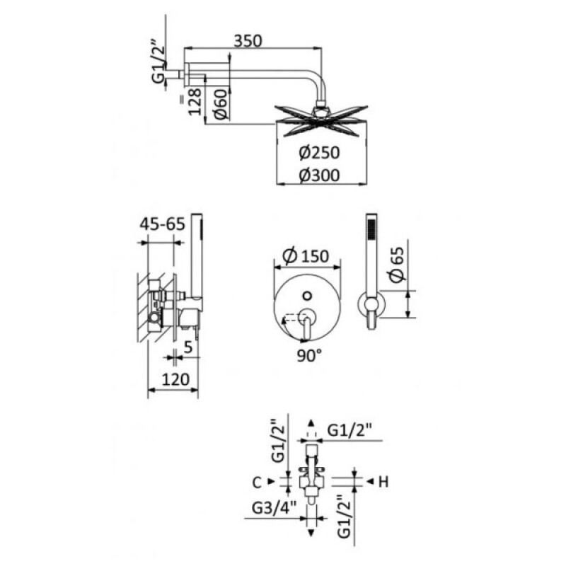 Душевая система Cezares LEAF-DSIP-30-SS, бронза
