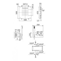 Душевая система Cezares LEAF-DSIS-T-50-SR, термостатическая, золото