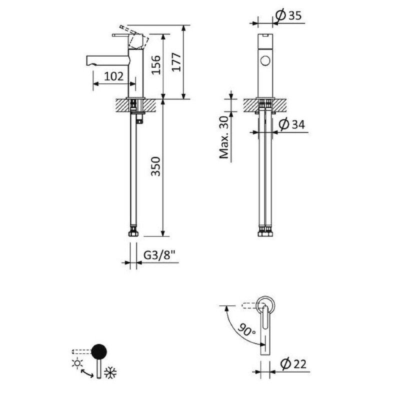 Смеситель для раковины Cezares Leaf-LSM1-L-01-W0, хром