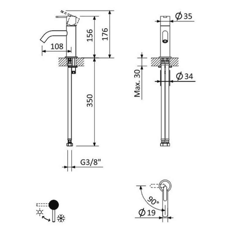 Смеситель для раковины Cezares Leaf-LSM2-L-01-W0, хром