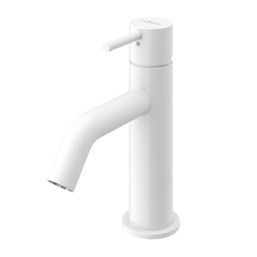 Смеситель для раковины Cezares LEAF-LSM2-L-BIO, с донным клапаном, белый матовый