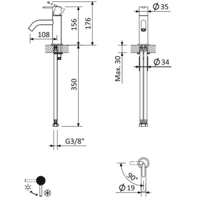 Смеситель для раковины Cezares LEAF-LSM2-L-SR, с донным клапаном, золото