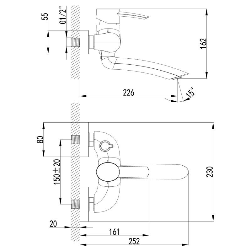 Смеситель для ванны с душем Lemark Atlantiss LM3214C универсальный Хром
