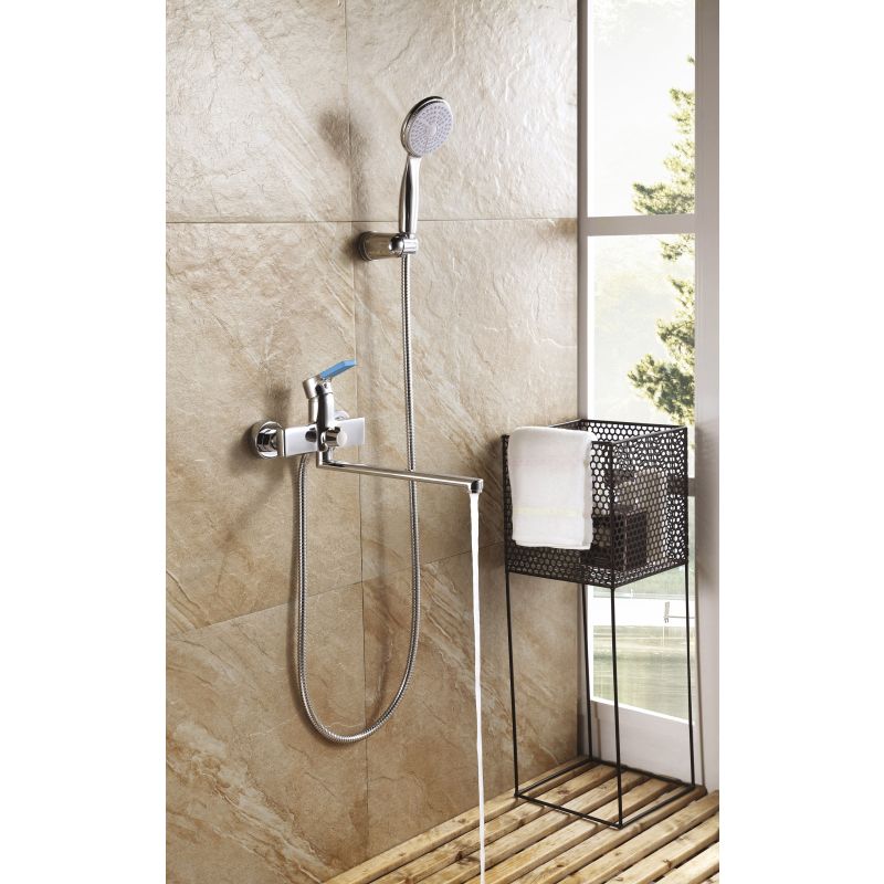 Смеситель для ванны с душем Lemark Aura LM0651C универсальный Хром Синий