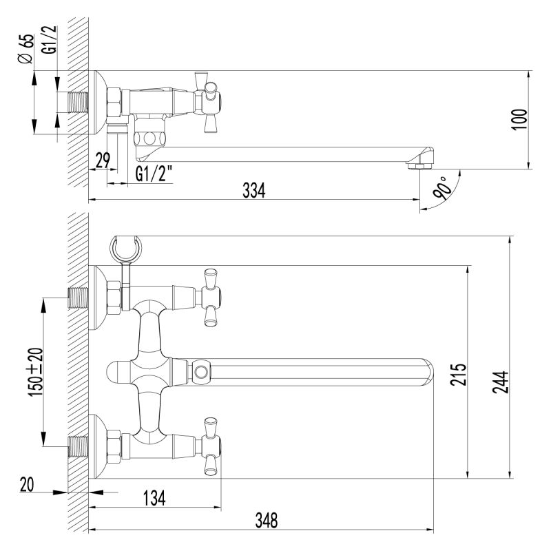 Смеситель для ванны с душем Lemark Contour LM7451C универсальный Хром
